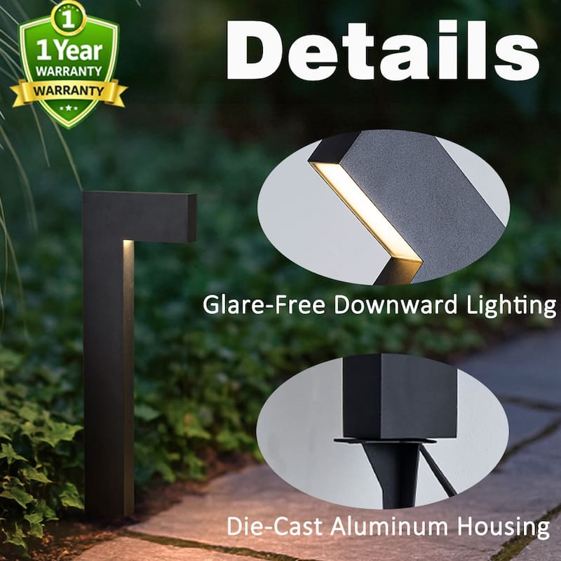 Low Voltage 12V Black Integrated LED Landscape Path Lights, Warm White Outdoor Garden & Driveway Lighting (6 Pack) - W6''