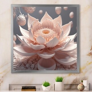 Designart "Light Pink Tender Blossoming Lotus Flower I" Lotus Framed ...