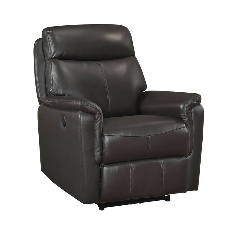 Fremont & Park Beau 33" Leather Power Reclining Chair - Power Control, Charging Ports - Dark Brown