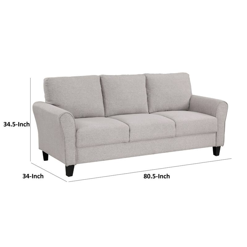 Leroi Sofa, 81 Inch, Gray Fabric and Round Flared Armrests