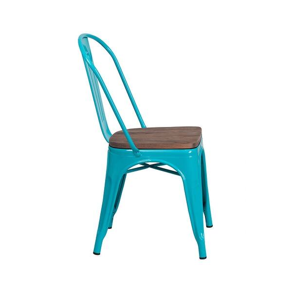 Shop Offex Crystal Teal Blue Metal Stackable Bistro Style Chair