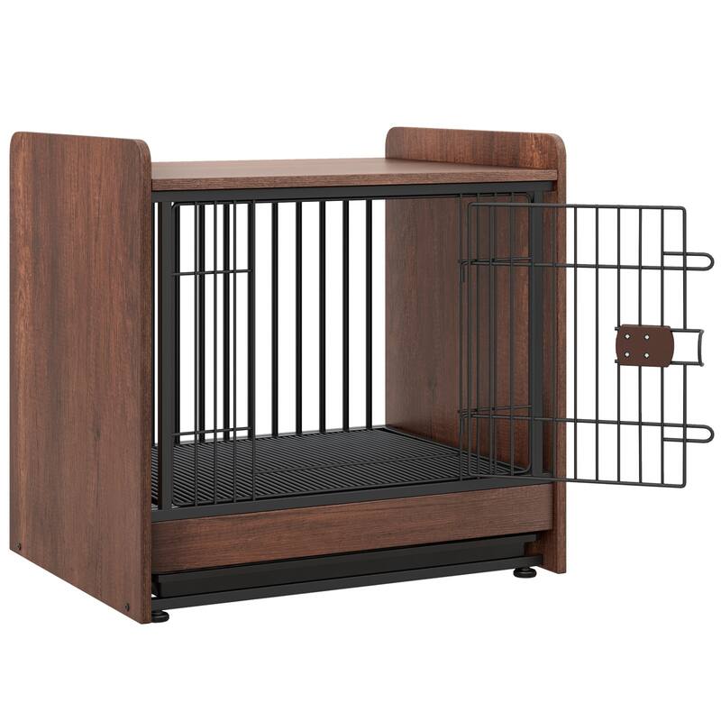 Indoor Dog Crate with Removable Tray and Lockable Door for Secure Pet Housing - 24.5" L × 19.5" W × 24" H