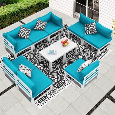 FINCATI 10-Piece Aluminum Patio Furniture Set, Outdoor Sectional Sofa with Cushions and Coffee Tables