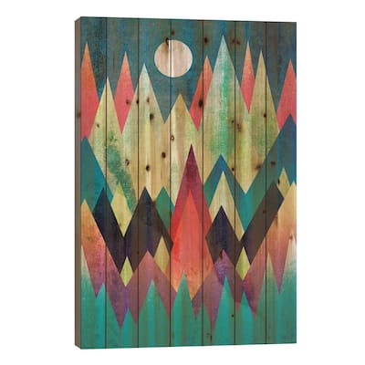 Land Of Northern Lights Print On Wood by Elisabeth Fredriksson - Multi-Color