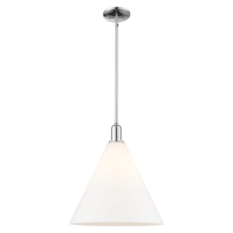 Innovations Lighting Endless Possibilities Arcadia - Berkshire Glass - 1 Light 16" Stem Hung Mini Pendant - Polished Chrome/Matte White