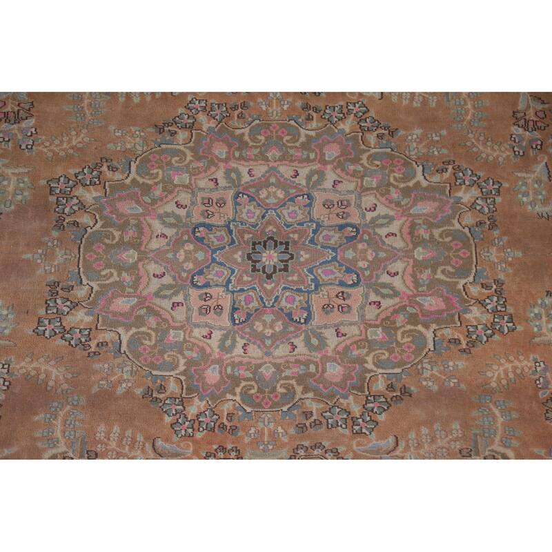 Hand Knotted Oriental 100% Wool Carpet Traditional Floral Oranges & Rust Mashad Area Rug - 12' 5'' X 9' 9''