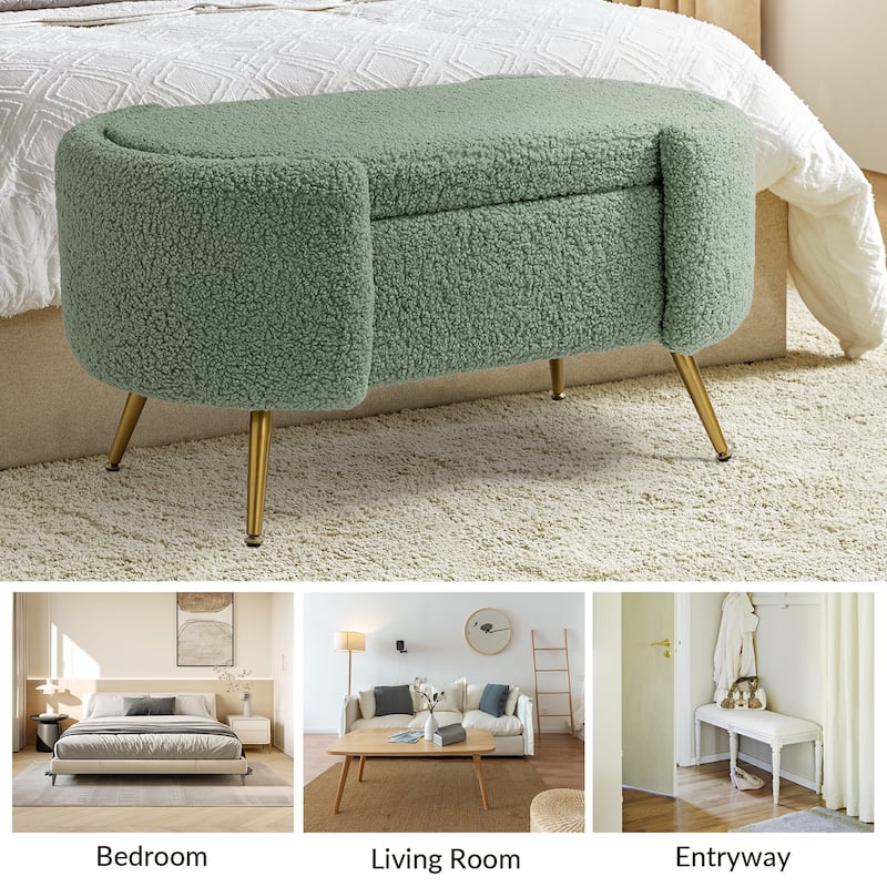 Clara 39.4" Wide Storage Bench with Metal Legs
