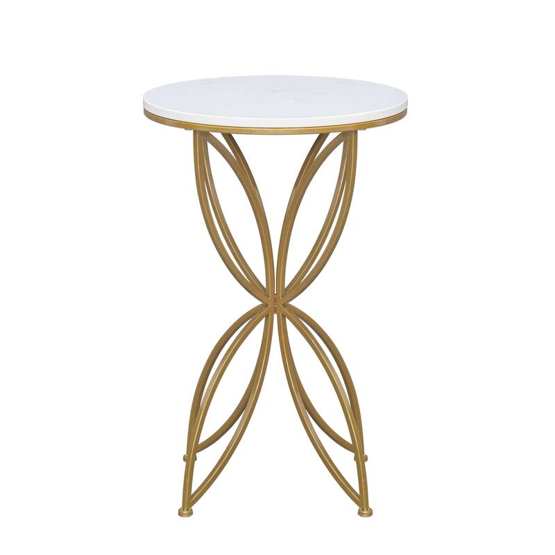 Maypex White Quartz Stone Accent Table