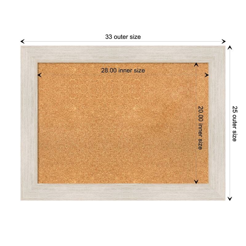 Hardwood Wood Framed Natural Corkboard Bulletin Board - Hardwood White Wash - Board Size 28x20