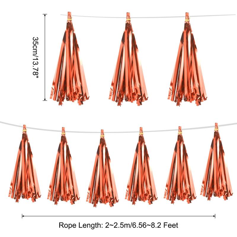 15Pcs Tassel Garland Banner with Rope - Rose Gold