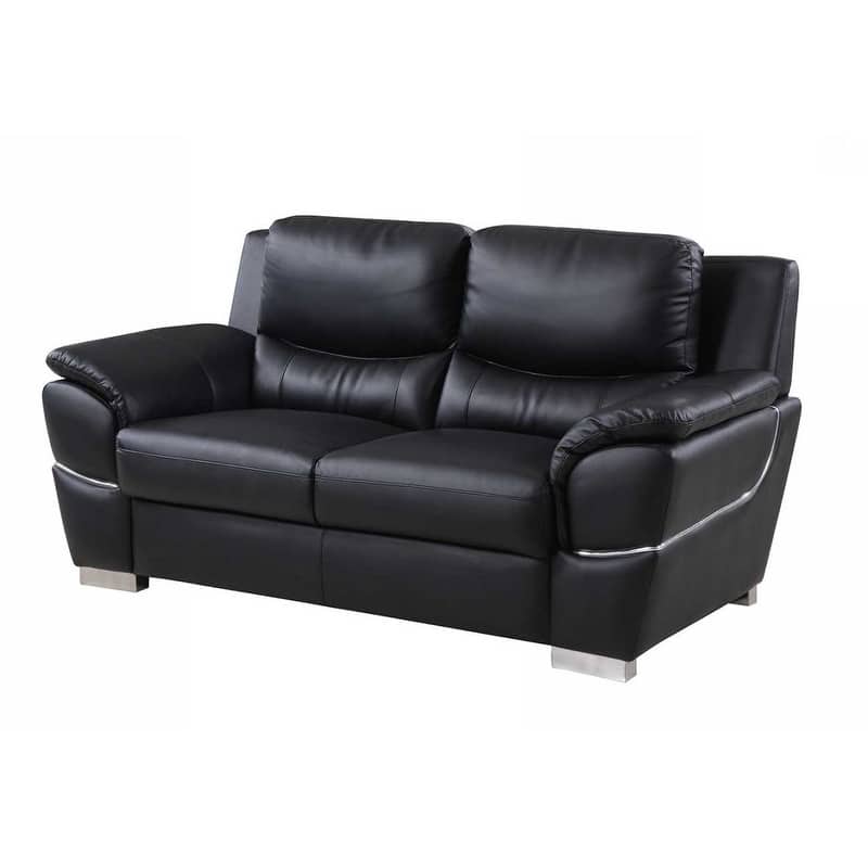 37" Chic Black Leather Loveseat