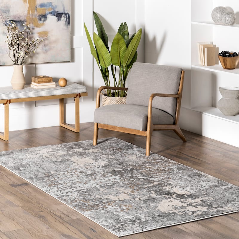 Nuloom Tyra Contemporary Abstract Area Rug - 2' x 8' Runner - Grey - Runner