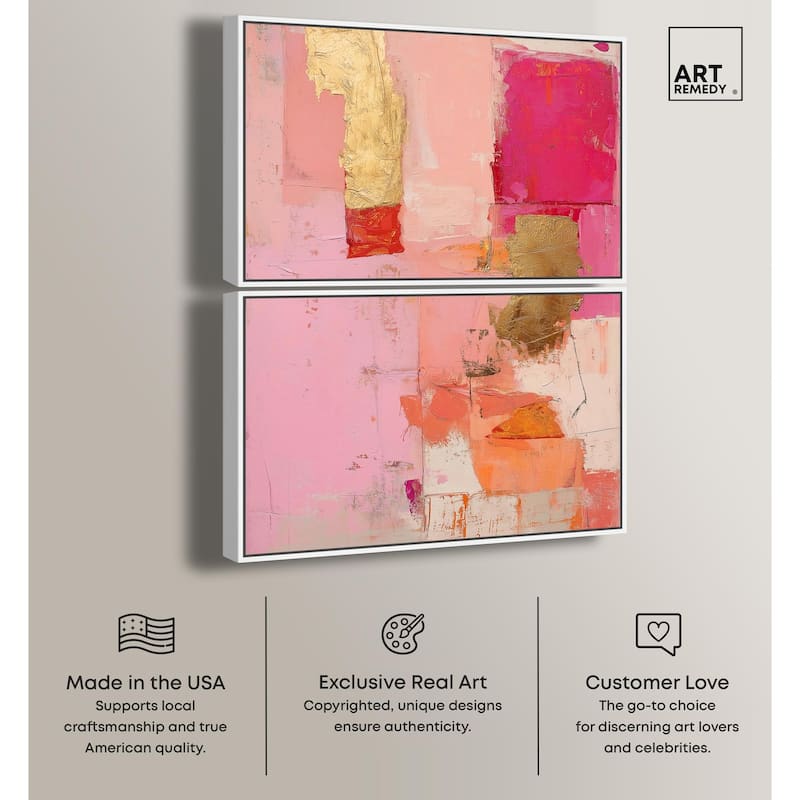 Petal Patchwork I Canvas Set of 2 by Art Remedy
