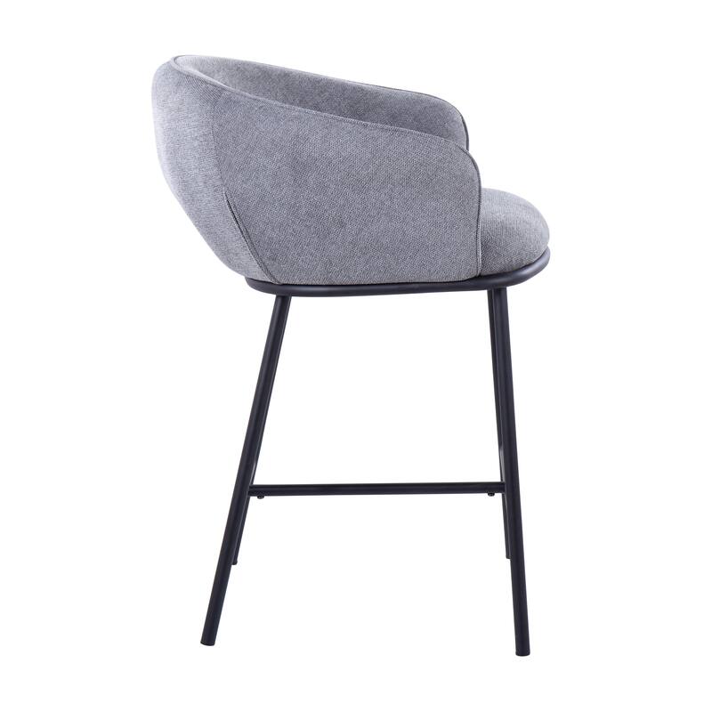 Porch & Den Kacie Counter Stool in Black Steel and Fabric - Set of 2
