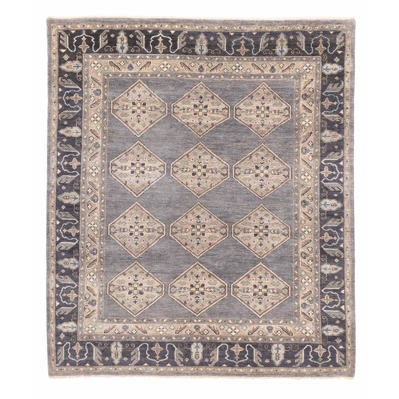 ECARPETGALLERY Hand-knotted Finest Agra Jaipur Grey Wool Rug - 7'11 x 9'9