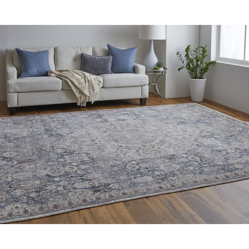 Weke Power Loomed Floral Traditional Stain Resistant Area Rug By HomeRoots - 2' x 3'
