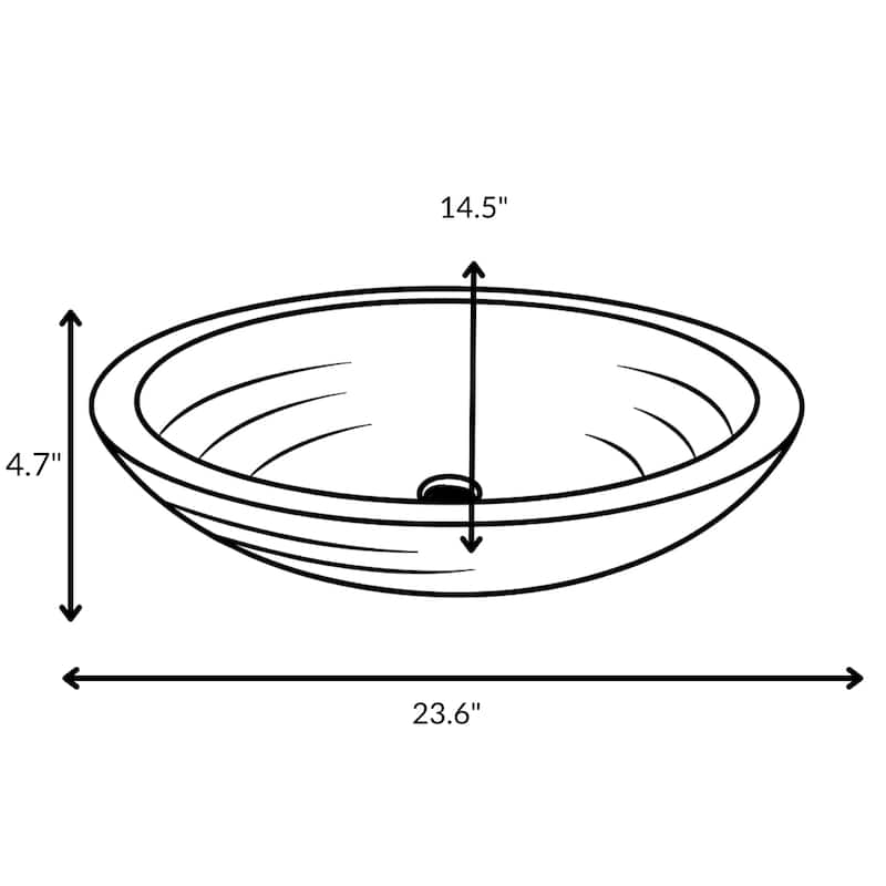 24 inch Auren Matte White Solid Surface Oval Vessel Sink