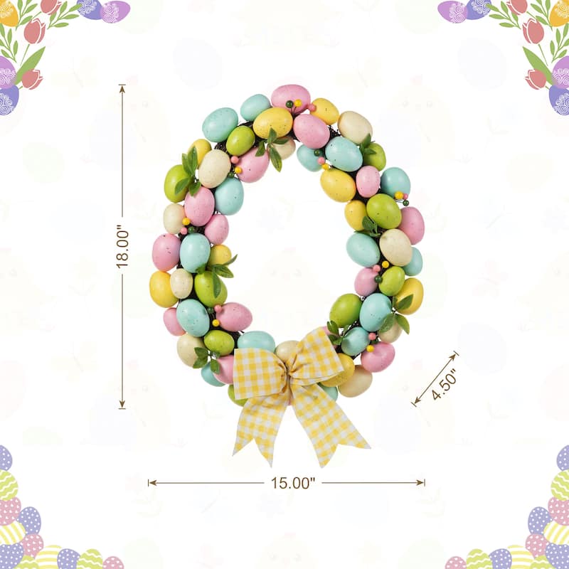 Glitzhome 18"D Easter Purple Hue Eggs Wreath for Front Door Wall Decor