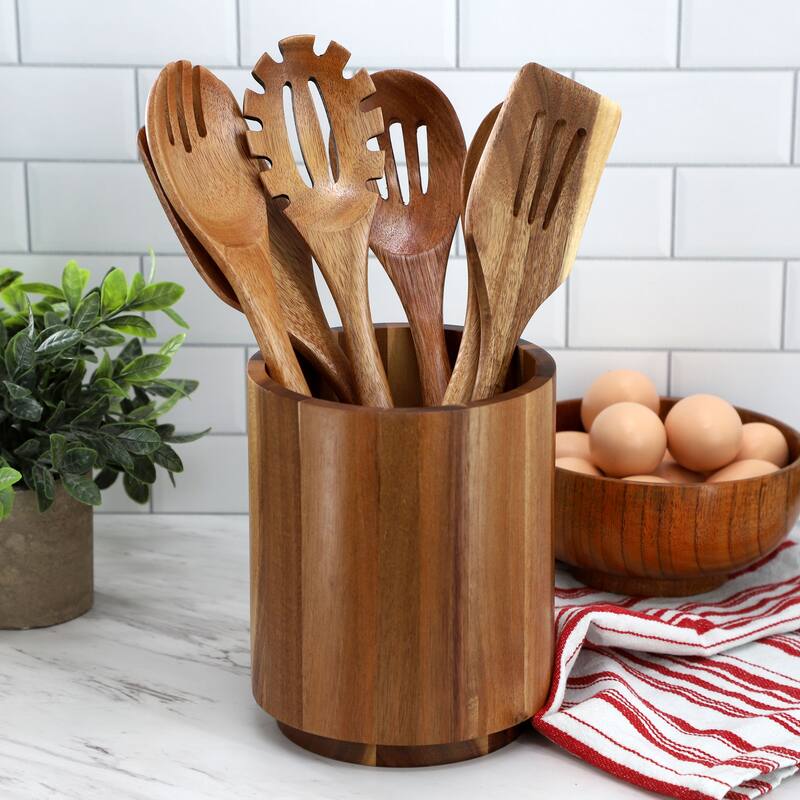 MegaChef 7 Piece Acacia Wood Kitchen Cooking Utensil Set