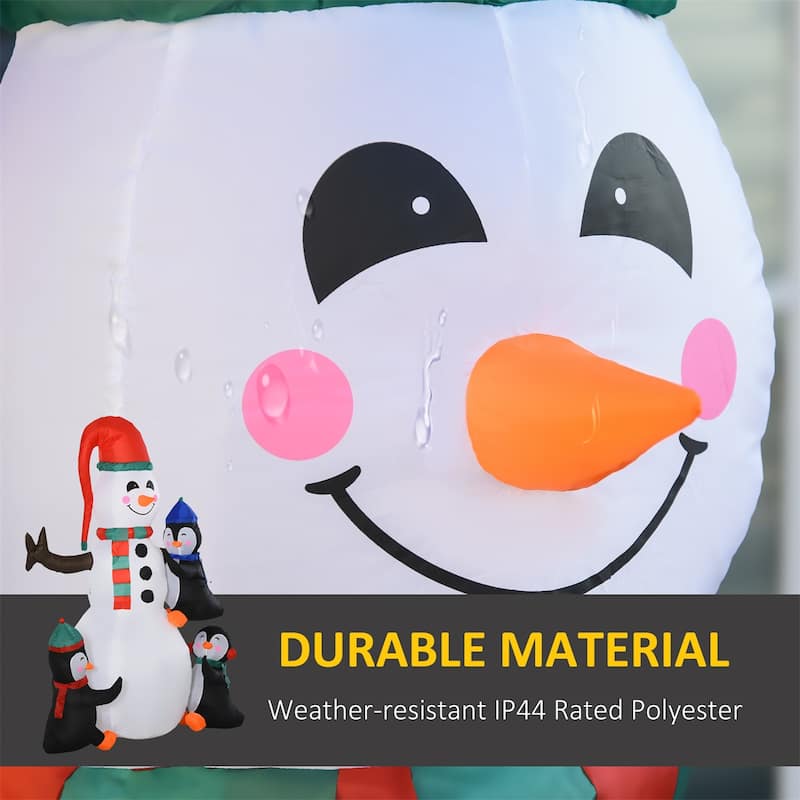 6ft Holiday Inflatable Penguin Display with Snowman and Multicolor LED Lights for Outdoor Yard Decor