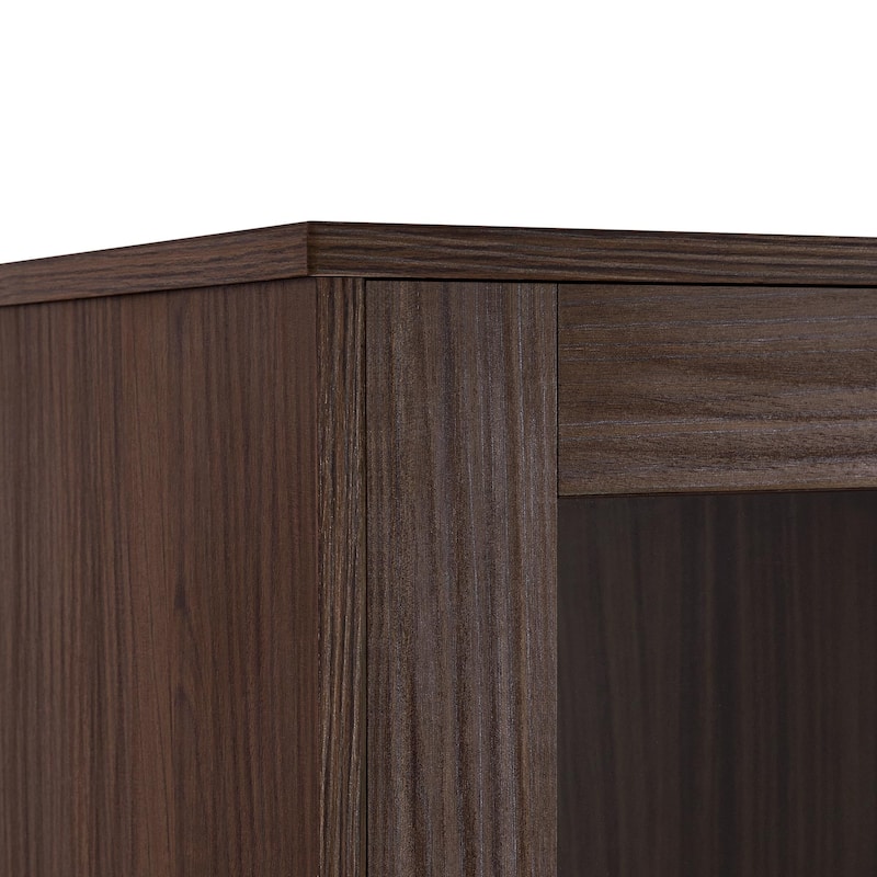 60"Hx39.5"W Lighted Display Cabinet with Glass Doors & LED Lighting Bookshelf Buffet