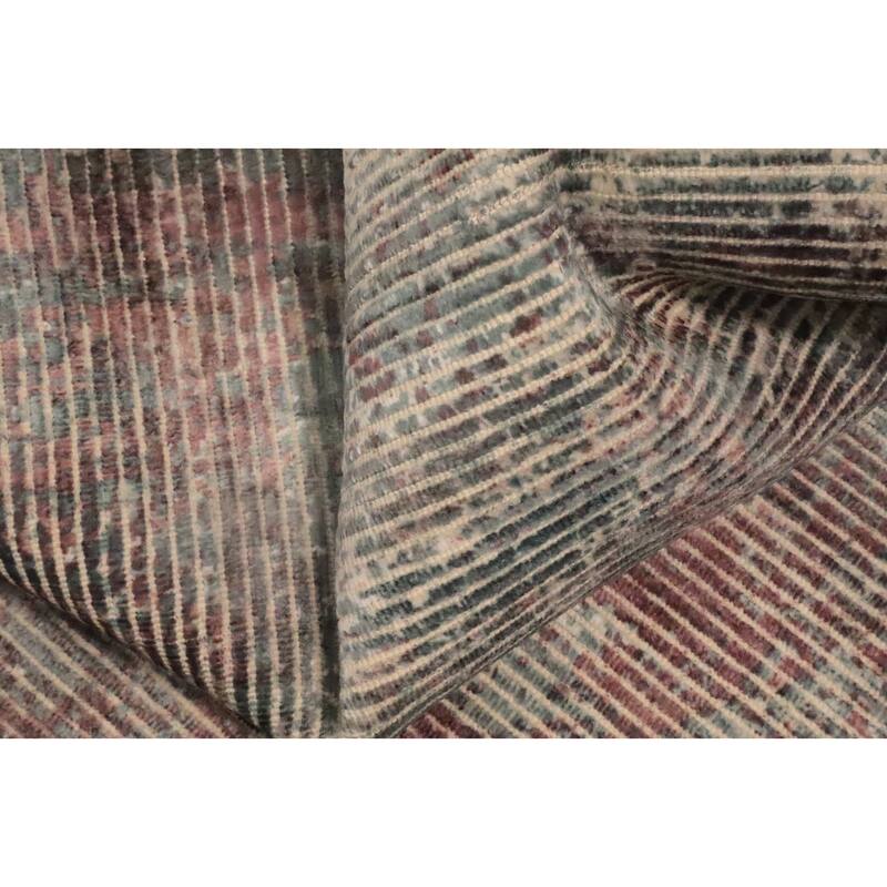 Hand Knotted Oriental Viscose Silk Carpet Modern Abstract Multi-Colored Abstract Area Rug - 7' 6'' X 5' 5''