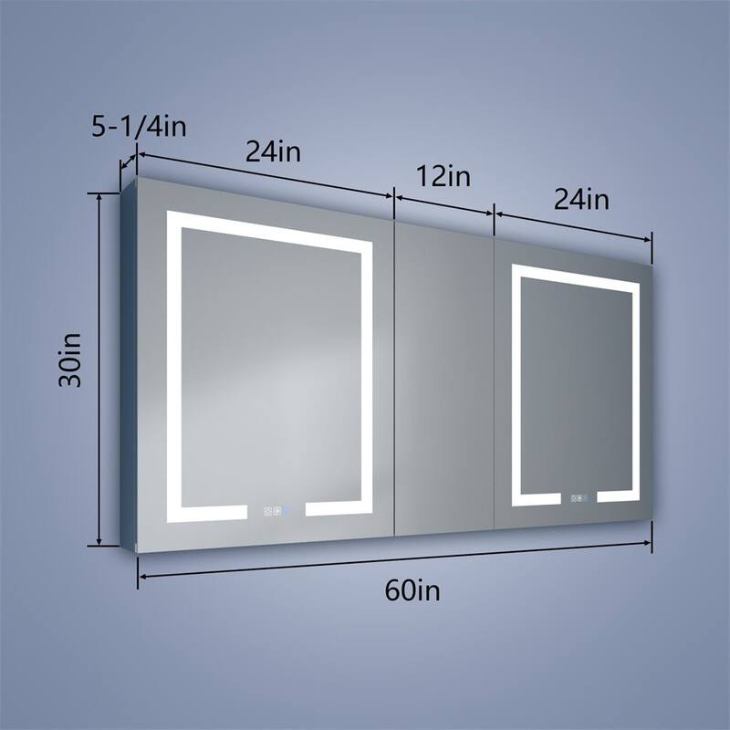 ExBrite 36" x 30" LED Lighted Bathroom Medicine Cabinet with Mirror,Recessed or Surface Mount,Defog