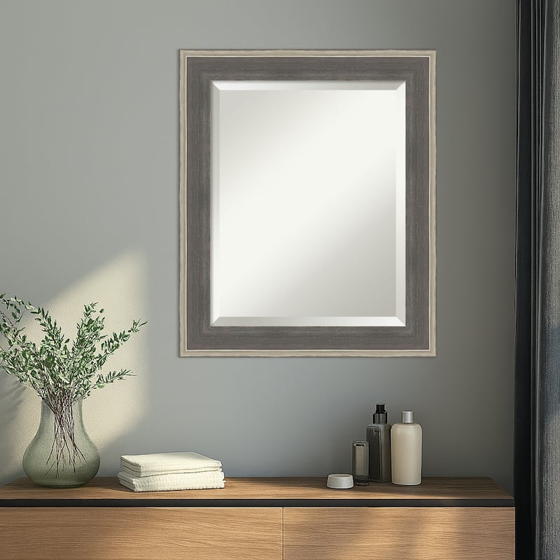 Cottage Beveled Wood Framed Wall Mirror - Cottage Grey Silver