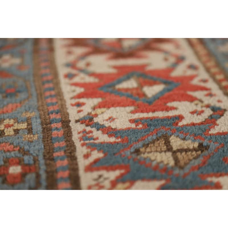 Pre-1900 Antique Vegetable Dye Kazak Area Rug Handmade Wool Carpet - 5'5" x 13'4"