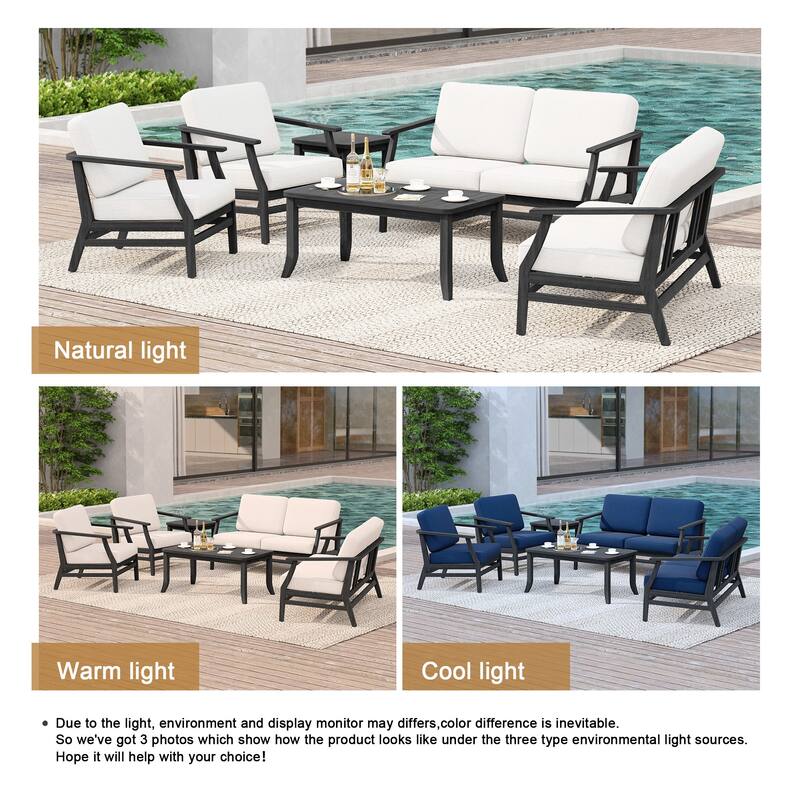 Large Outdoor Conversation Set with Patio Chairs, Loveseat, Tables