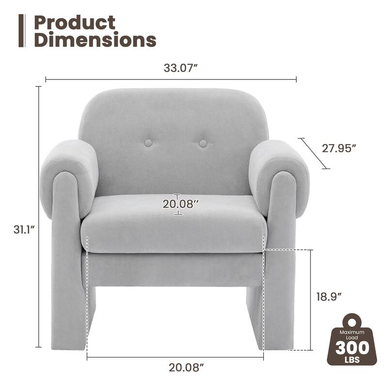Modern Cloud Velvet Accent Chair with Removable Cushion for Living Room