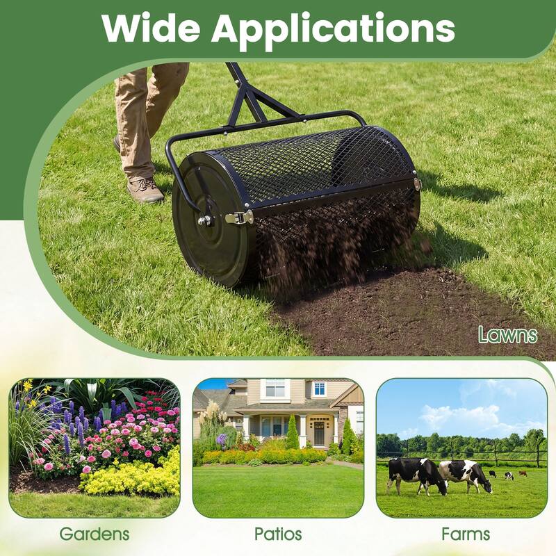 Gymax 24'' Compost Spreader w/ Height-Adjustable T-Shaped Handle for