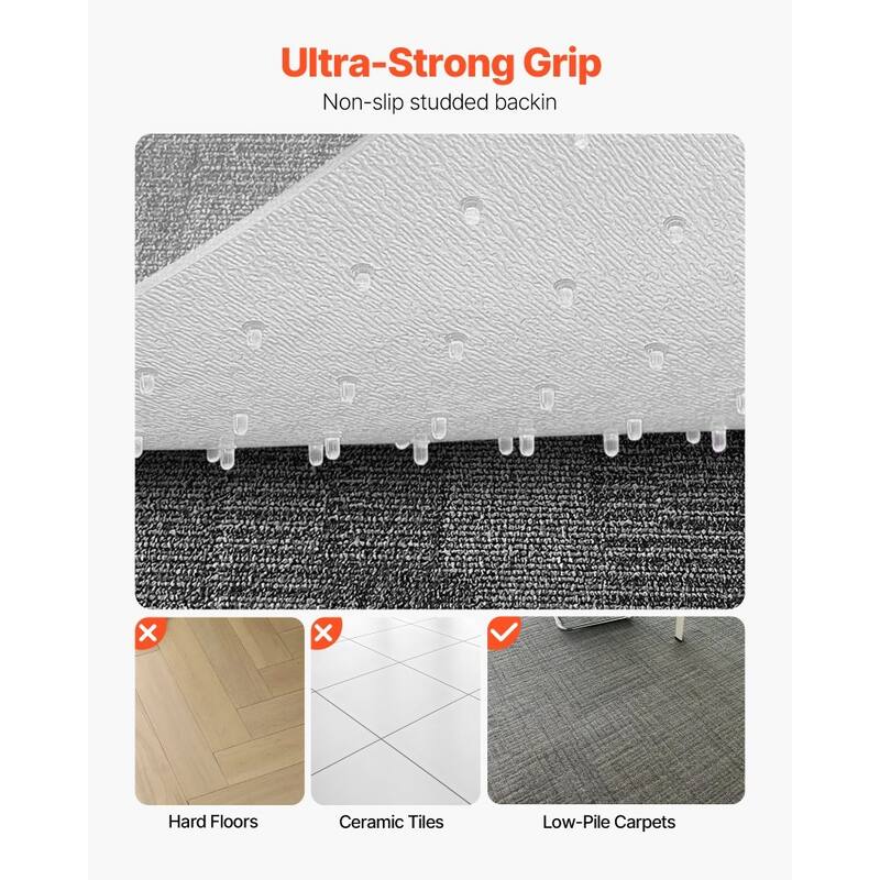 Transparent Frosted PVC Chair Mat 36x48 in with Studded Non-Slip Back