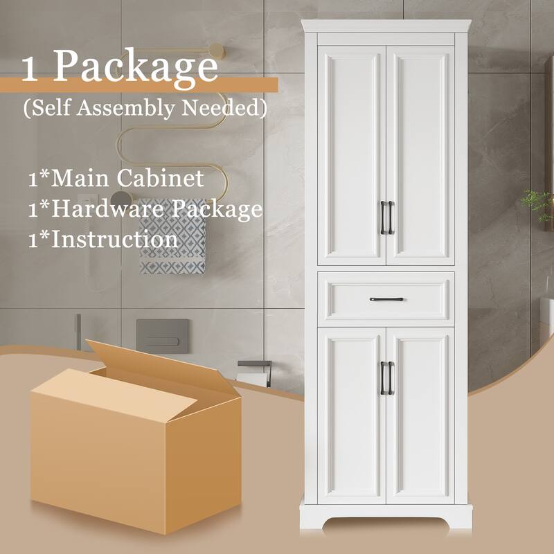 70.8" Modern Bathroom Vanity with 4 Doors & 1 Drawer, Adjustable Shelves & Soft-Close Hinges