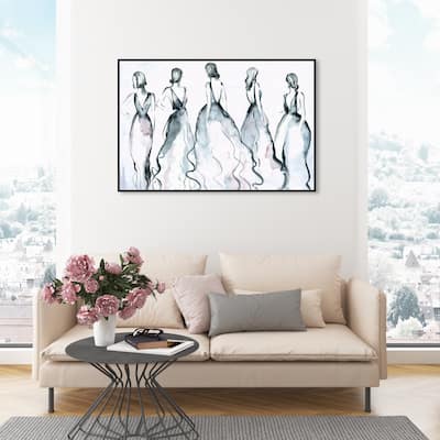 Oliver Gal 'Friends of the Runway' Fashion and Glam Wall Art Framed Canvas Print Runway - Gray, White