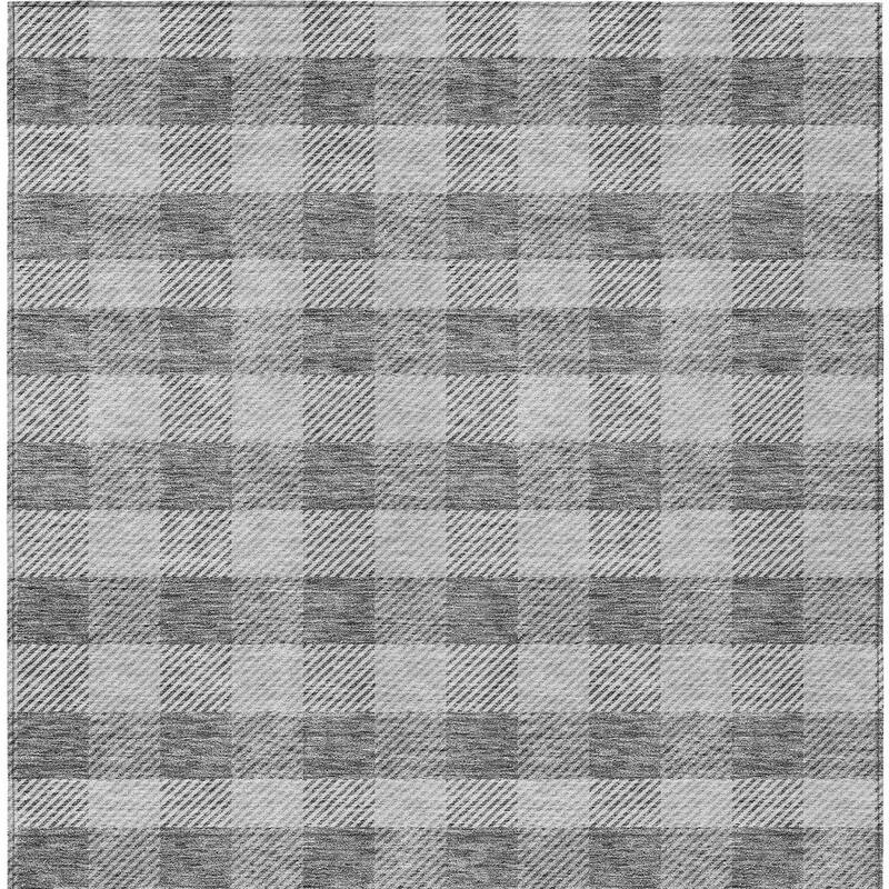 HomeRoots Plaid Transitional Rectangle Outdoor Rug