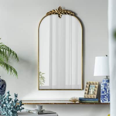24" x 42" Arched Wall Mirror with Gold Metal Frame
