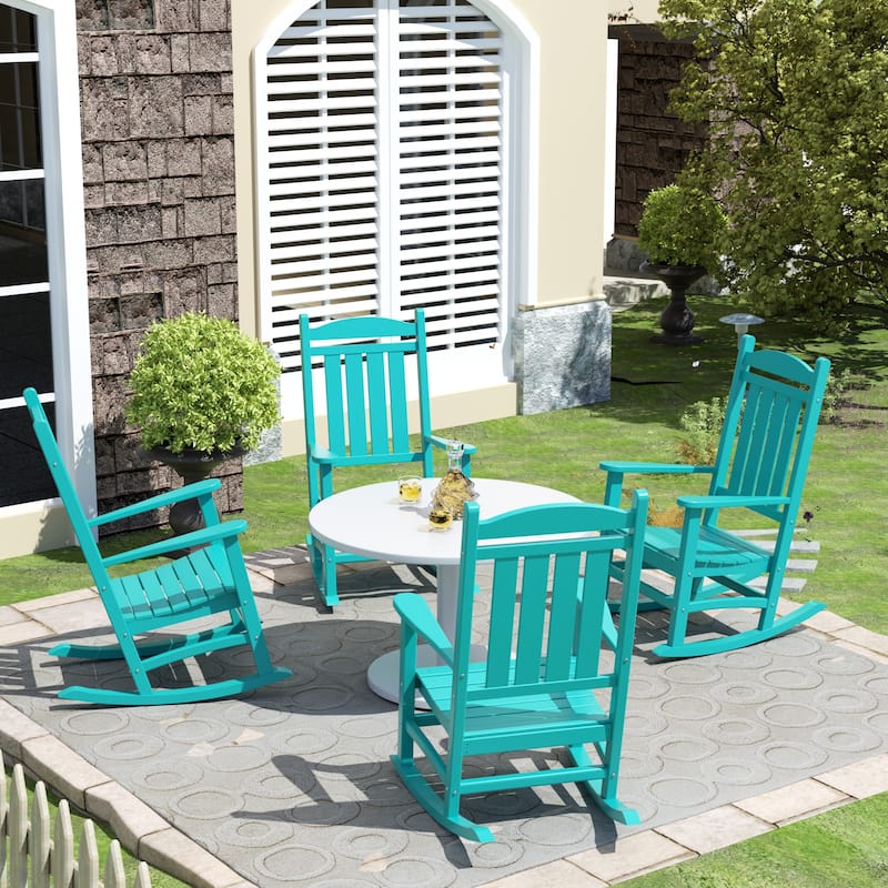 Laguna Hdpe All Weather Outdoor Patio Rocking Chair (Set of 4) - Turquoise