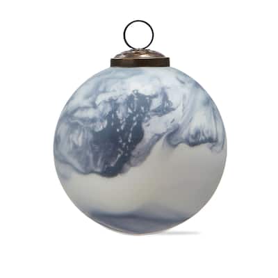 4" Gray Marble Glass Christmas Tree Ornament - Elegant Holiday Decor, Easy Dust Clean