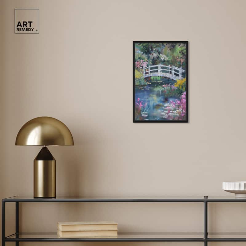 Art Remedy Hidden Garden Framed Impressionism 1 Piece Canvas Wall Art /Monet And Van Gogh Inspired Art