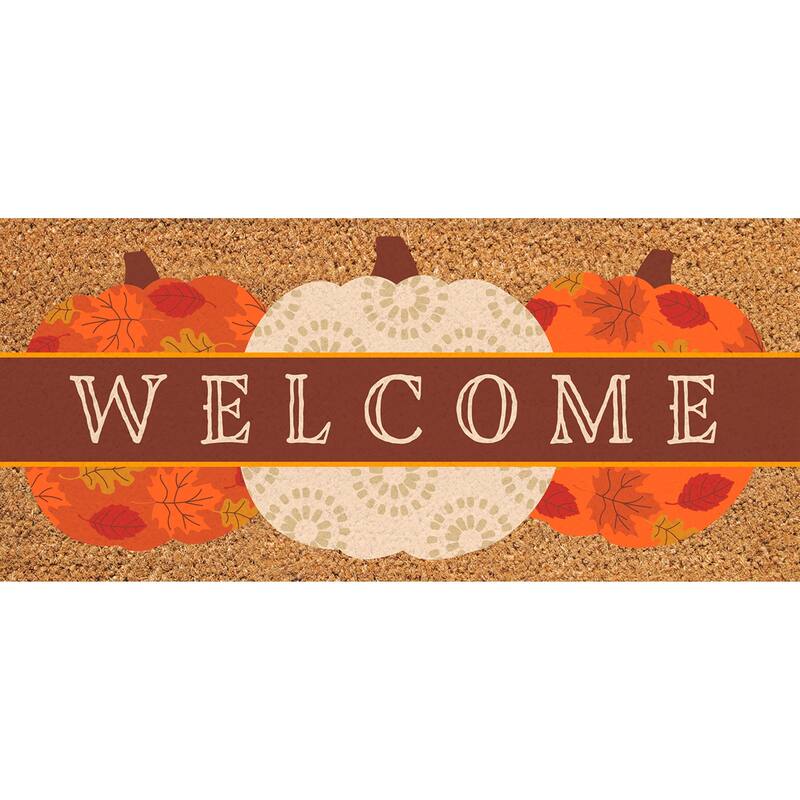 Welcome Fall Pumpkins Flocked Coir Sassafras Switch Mat