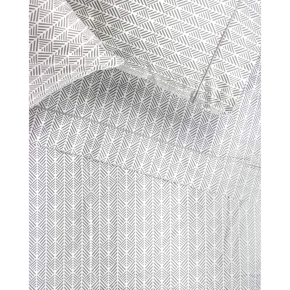 Melange Pick Gray Printed Cotton Collection 400 Thread Count Sheet Set