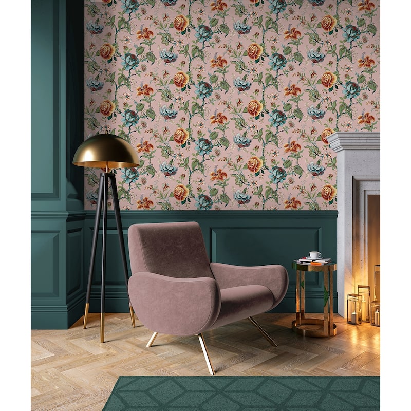 NextWall Sanibel Floral Trail Peel and Stick Wallpaper