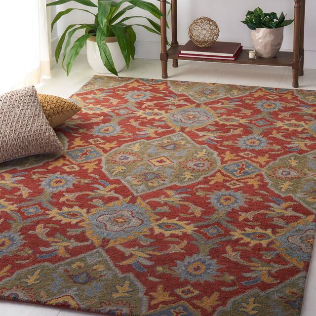 SAFAVIEH Heritage Oriental Hand-tufted Wool Area Rug - 5' x 8' - Red/Green