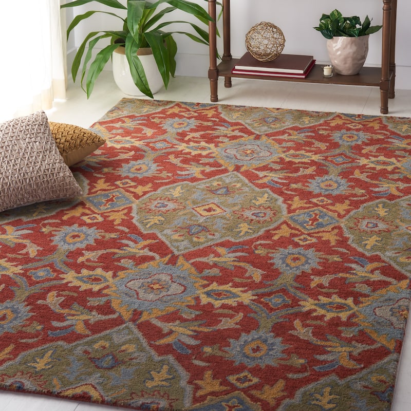 SAFAVIEH Heritage Sheena Hand-tufted Wool Area Rug - 5' x 8' - Red/Green