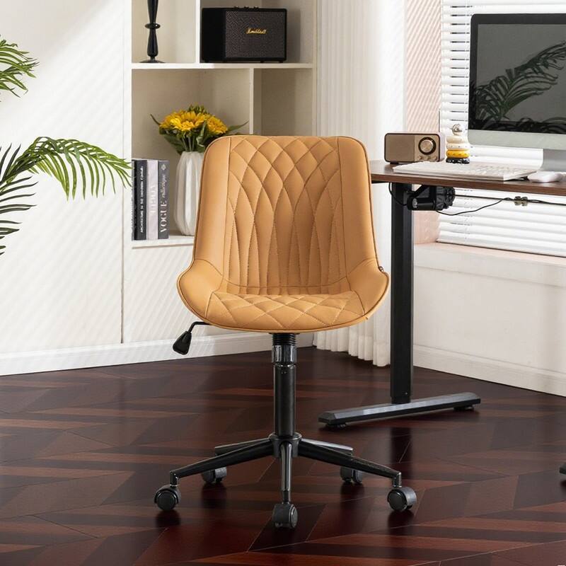 Modern Office Chair, Leather Swivel Office Chair for Home Office