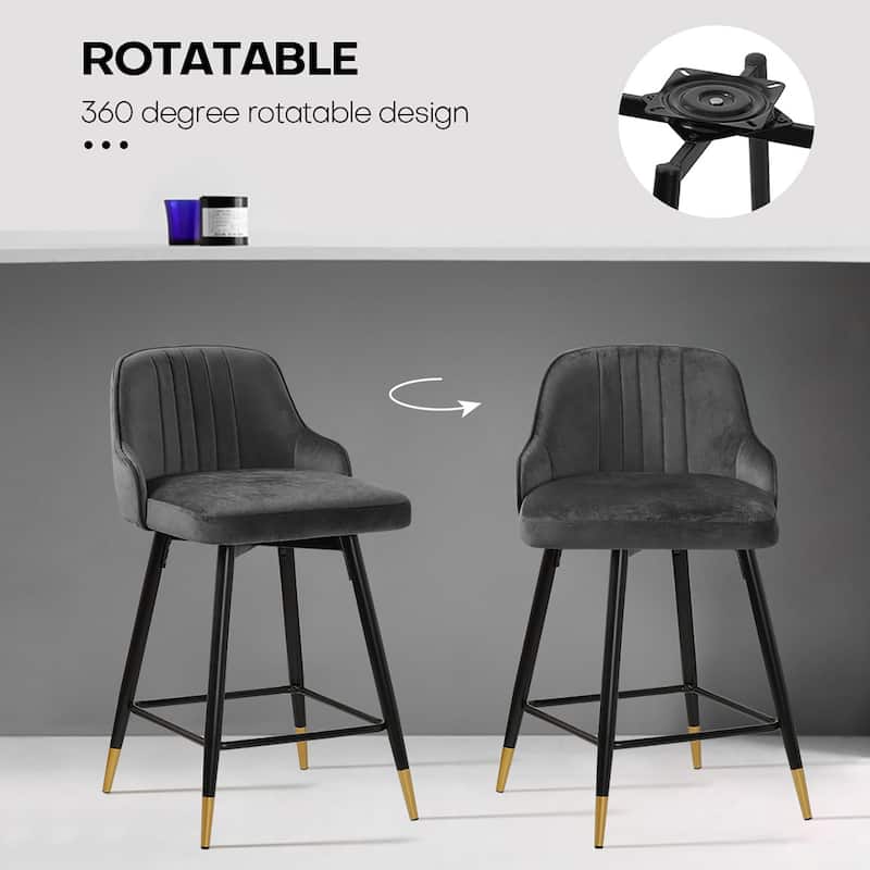Modern Velvet Upholstered Swivel Counter/ Bar Stools Set of 2/4