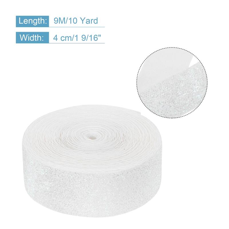 Metallic Glitter Velvet Ribbon for Gift Wrapping - White - 1 9/16"x 10 Yard