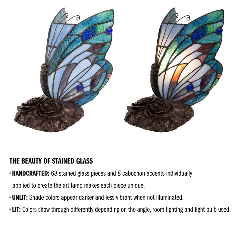 Lavish Home Tiffany Stained-Glass Butterfly Nightlight/Accent Lamp