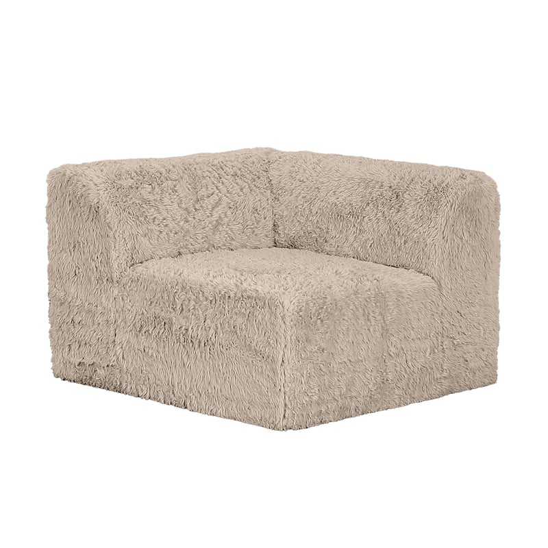 Furniture of America Ylena Modern Faux Fur Foam Modular Compressed Sofa Chair